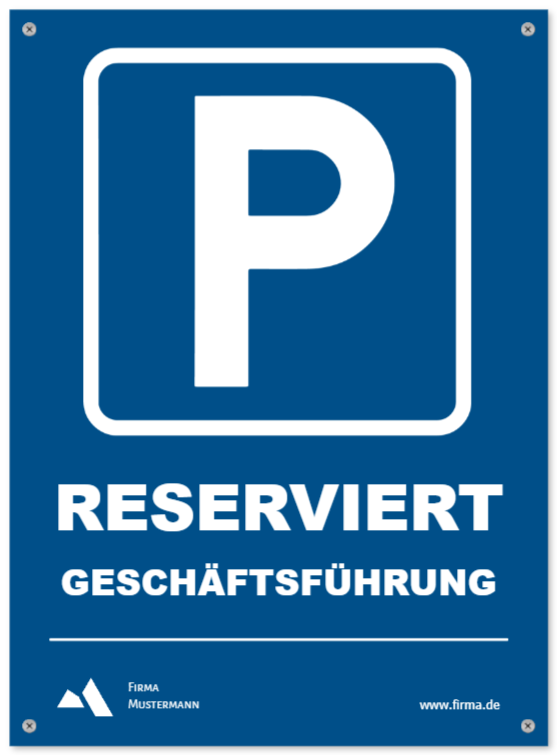 Parkplatzschild mit Pfeil links, Kunststoff, 250x400mm