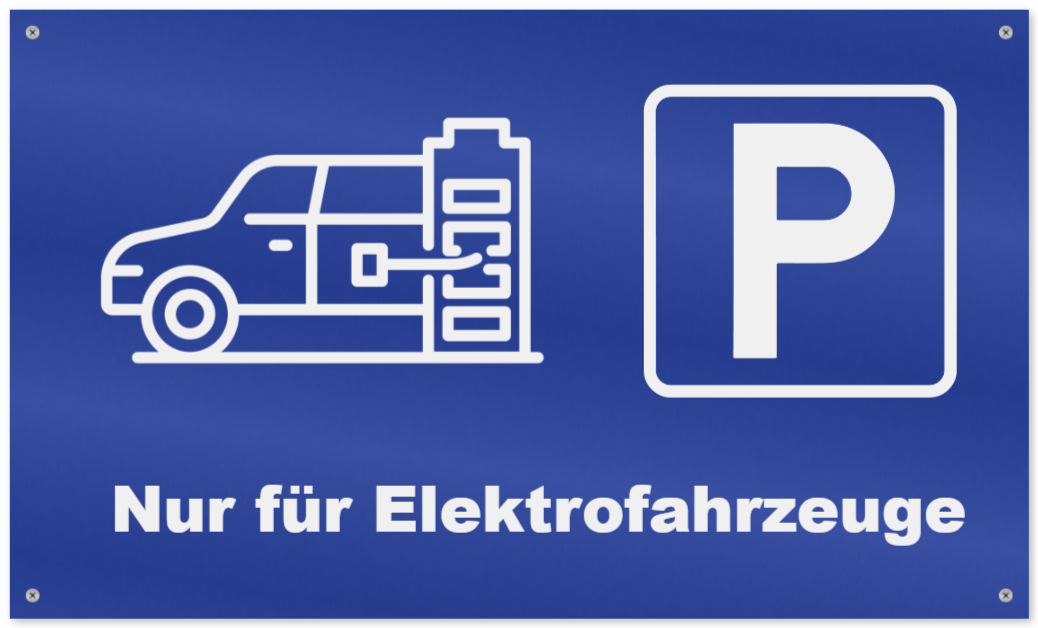 Parkplatzkennzeichen, Kunststoff: P / Ladestation für Elektrofahrzeuge