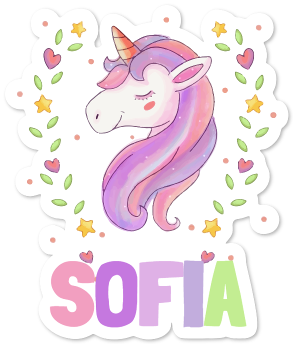 Wandtattoo mit Einhorn und Name – Sofia