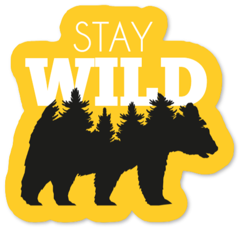 Aufkleber mit Bär und dem Text Stay Wild